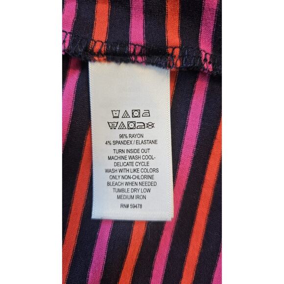 Heyton Dress Size SMALL Striped S/S Ruffle Sleeve Stretch Navy Pink Red - Picture 6 of 6